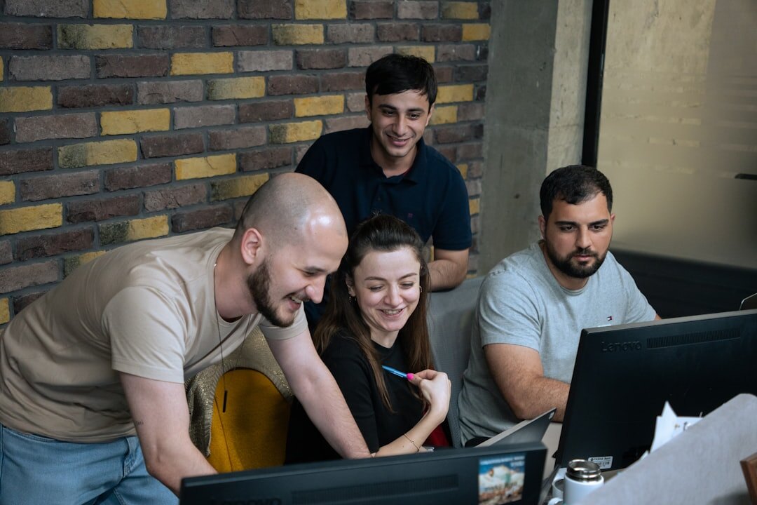 team discussing website project